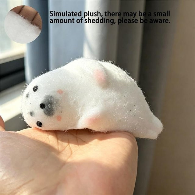 Squishy Flauschige Simulation Robbe, Fidget Sensorisches Spielzeug, White - Bild 1