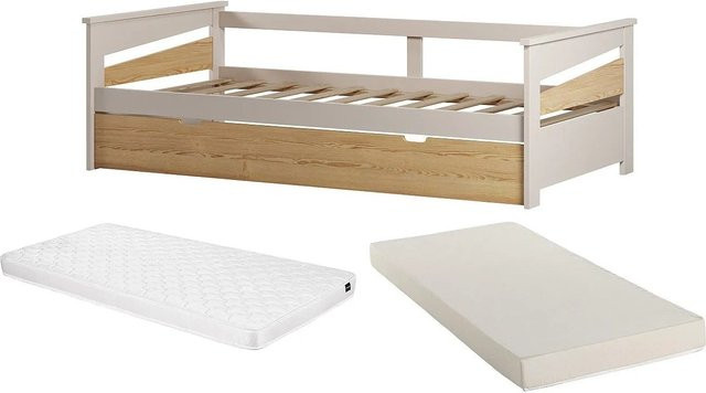 Vente-unique Bettrahmen Luravo aus MDF in Beige Naturfarben Hell, B/T/H: 80–90 x 190/200 cm - Bild 1