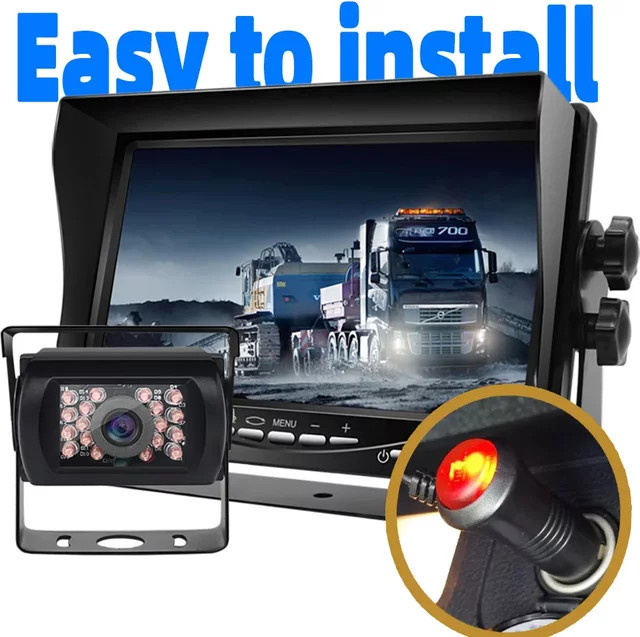 QXNY 7-Zoll LKW-Rückfahrkamera Set mit HD-Monitor und Nachtsicht in Schwarz für 24V LKWs, Busse und Wohnmobile - Bild 1