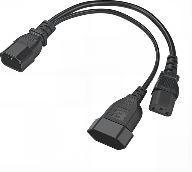 AC Power Splitter Kabel IEC320 C14 auf 2x C13 Y-Netzkabel in Schwarz - Bild 1
