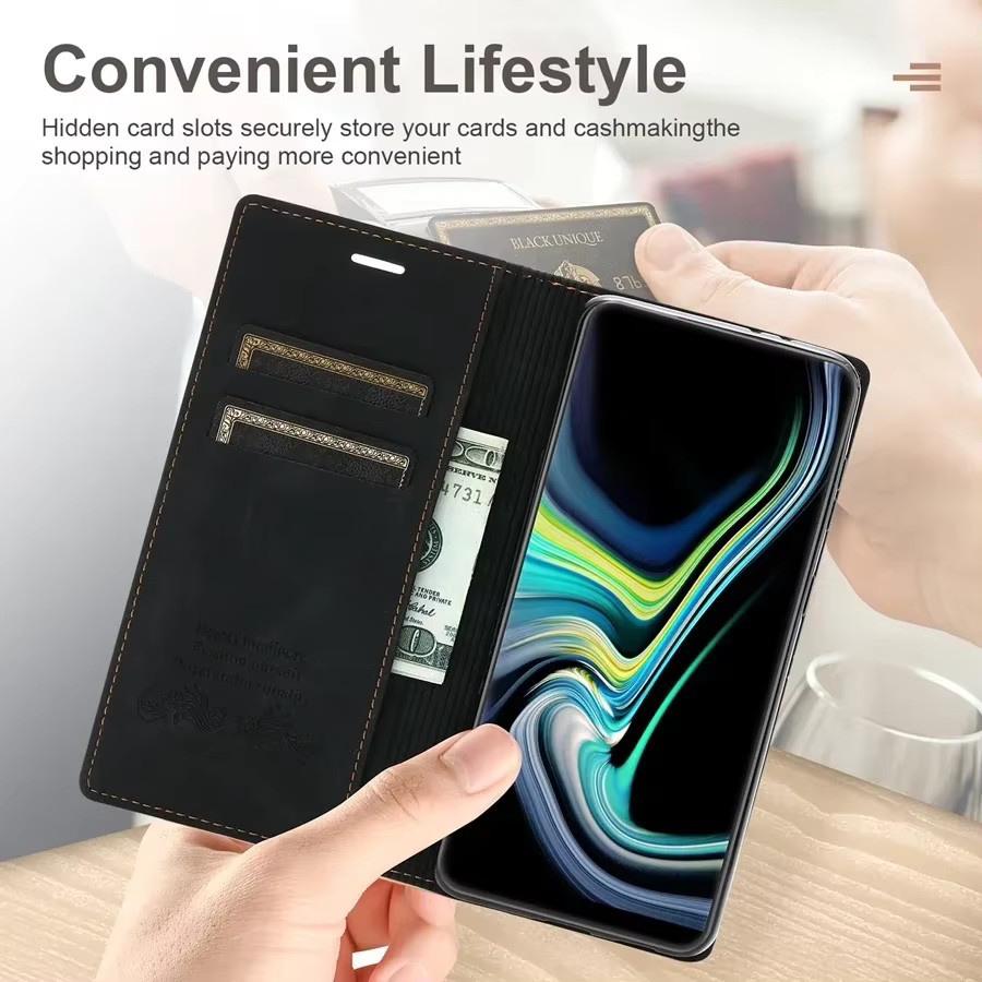 Leder-Brieftaschenhülle mit Kartenfach für Samsung Galaxy S26 Ultra, S26 Plus, S26, S25 FE, A07, A15, A16, A17, A26, A36, A37, A55, A56, A57 in Schwarz oder Lila - Bild 3