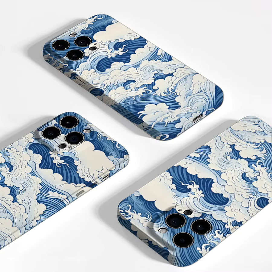 Potdemiel Robuste Doppelschichtige Handyhülle mit Blauem Wellenmotiv für iPhone 17 16 15 14 13 Pro Max Plus mit Magnetfunktion - Bild 3
