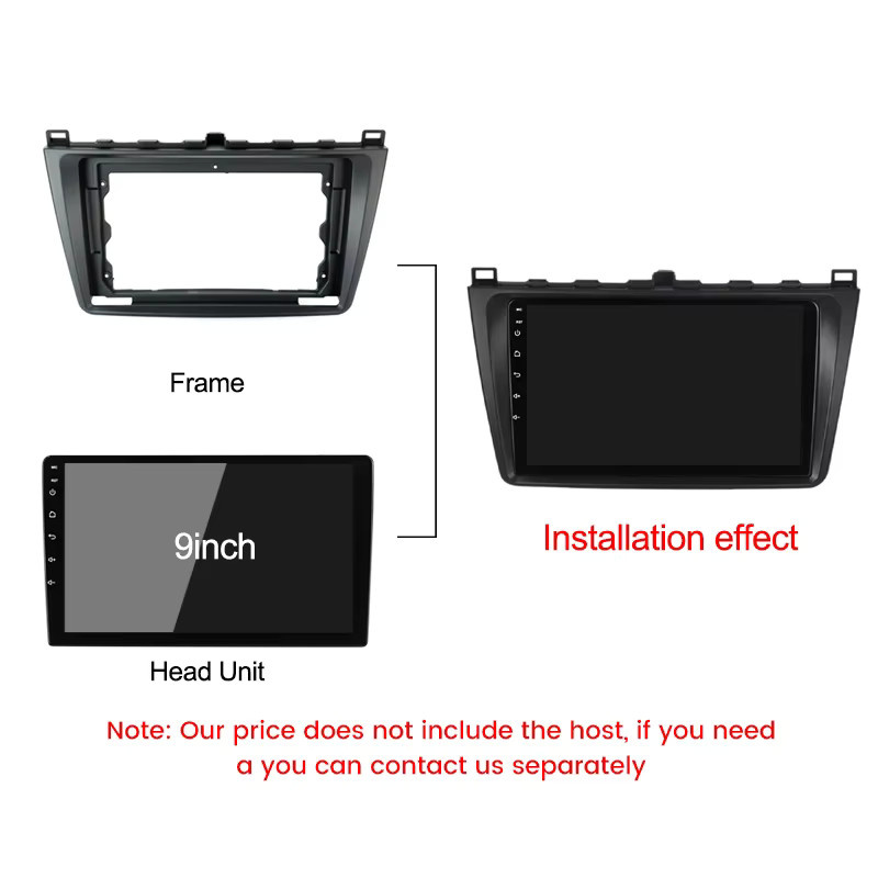 MEKEDE Autoradio Hauptrahmen Lünette Kit für Mazda 6 2008-2014, 9 Zoll Single Frame Armaturenbrett Panel, Schwarz - Bild 3
