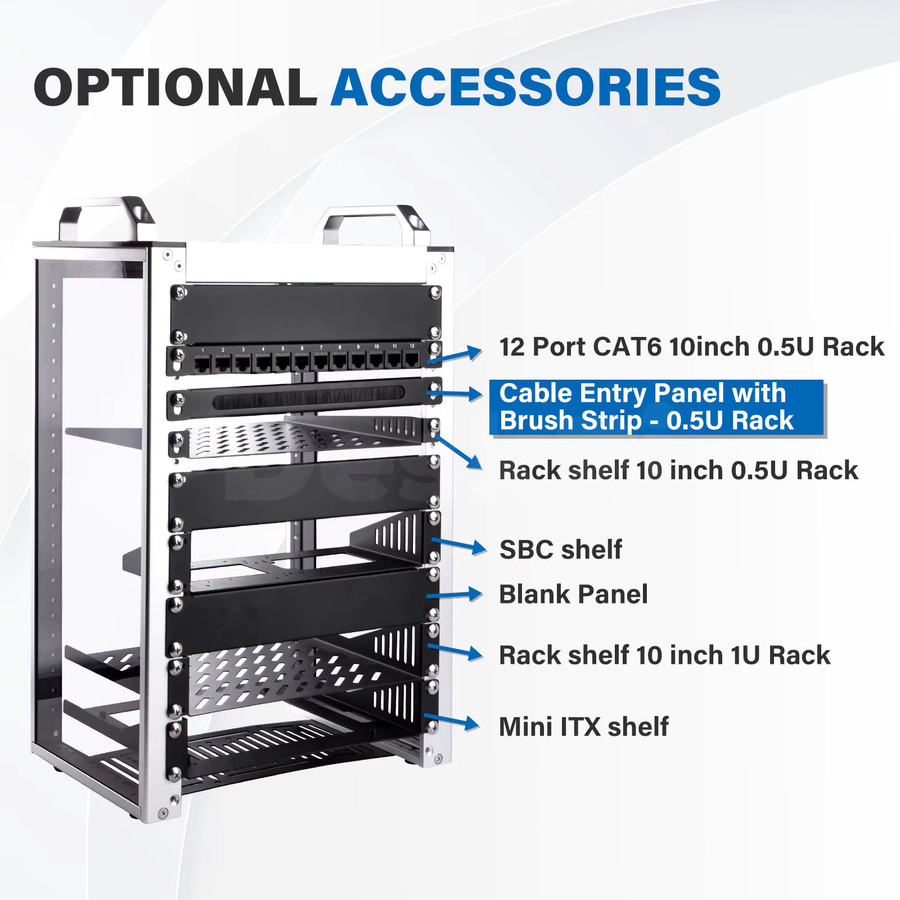 DeskPi RackMate 10-Zoll-Rackregal 0,5U für T0/T1-Serverschränke, Schwarz - Bild 6