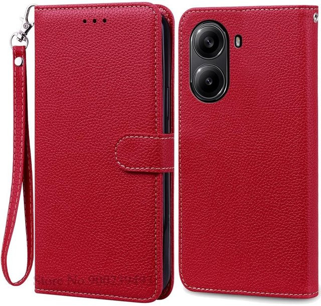 Xiaomi Poco X7 Pro 5G Leder Klapphülle Brieftasche mit Magnetischem Schutz in Rot - Bild 1