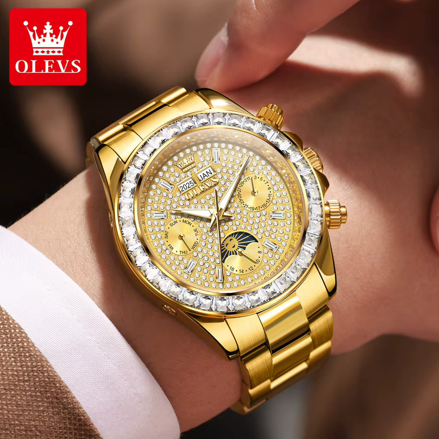 OLEVS Armbanduhr Automatik, Gold, Edelstahl, Herren - Bild 5