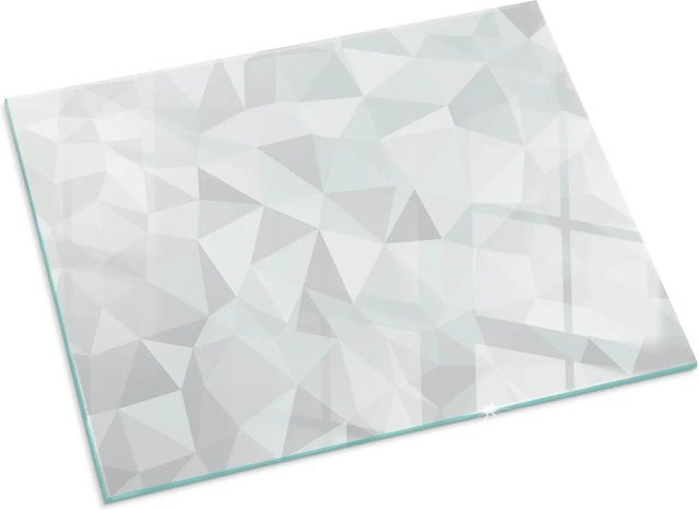 Tulup Glasplatte für Kamin mit abstraktem geometrischem Muster in Grau, B: 80 cm, H: 60 cm - Bild 1