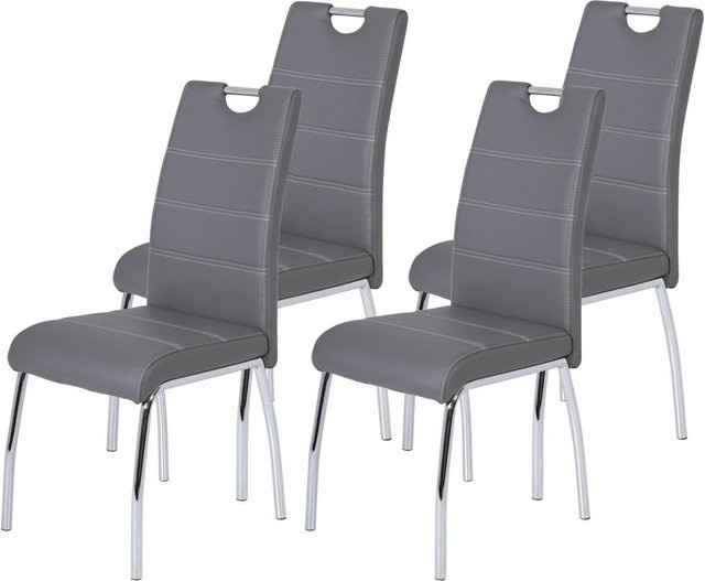 4er Set Stühle Hela in Grau aus Kunstleder B/H/T: 44 x 98 x 61 cm - Bild 1