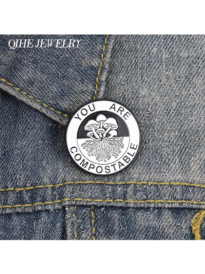 QIHE JEWELRY Emaille-Anstecknadel, Pilz-Slogan, Legierungsbrosche - Bild 4