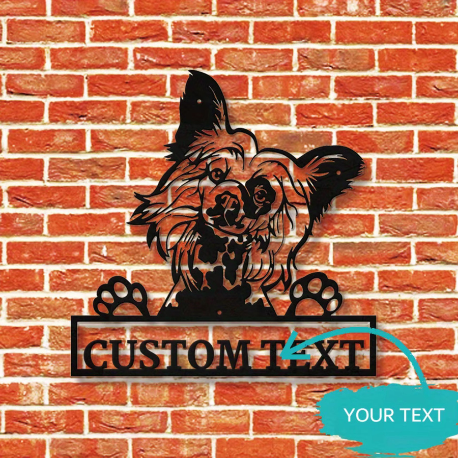 Personalisierte Metallwandkunst von Hello Young mit chinesischem Wappenhund in Schwarz - Bild 3