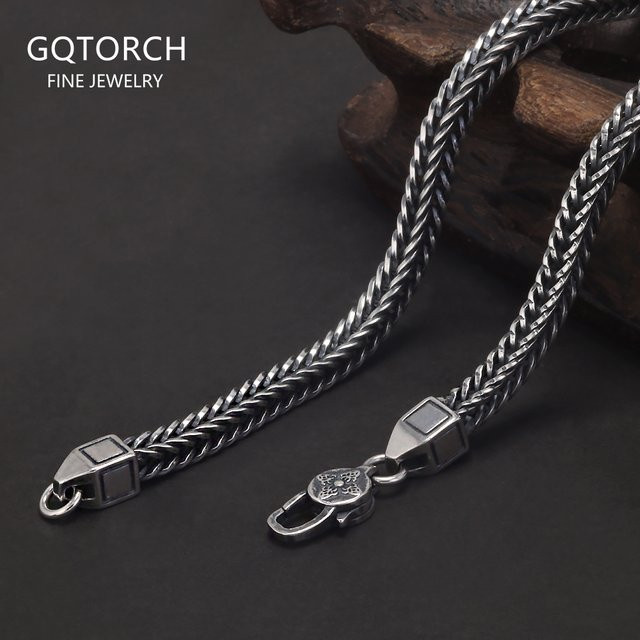GQTorch Armband 925 Silber, Fuchsschwanz-Kette, 4 mm, Herren - Bild 1