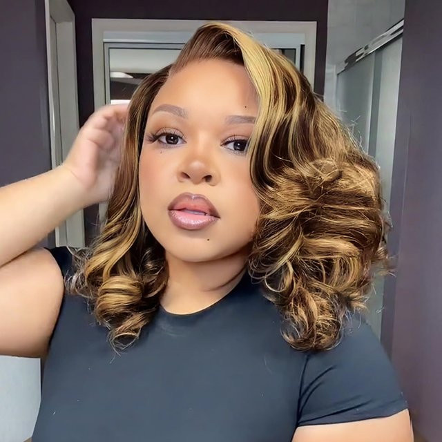 Tomiyaa Highlight Body Wave Bob-Perücke aus Echthaar, 13x4 Lace Front, Damen - Bild 1
