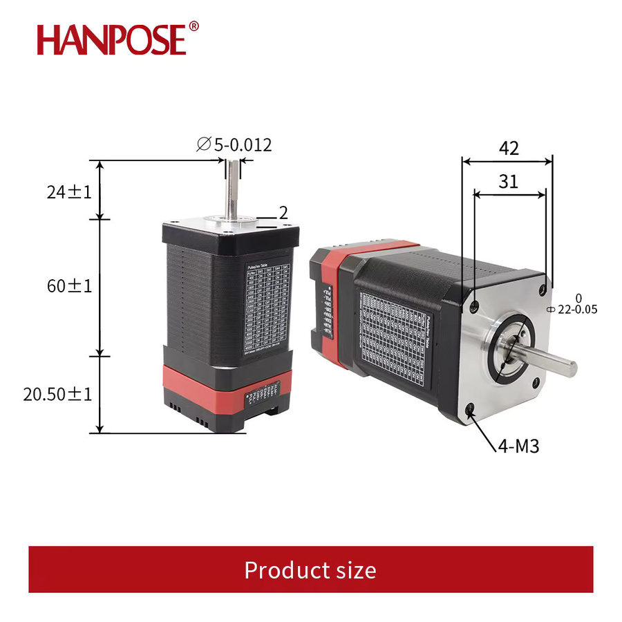 HANPOSE Servo-Schrittmotor mit geschlossenem Regelkreis und Kugelumlaufspindel SFU1210 L200MM in Schwarz, 1,8 A, 70 N.cm, Modell ESS42HS60-P2X für CNC 4-Draht - Bild 1