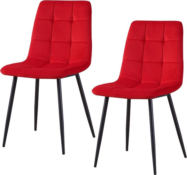 HTI-Living Stuhl Mesa Velvet in Rot mit samtiger Oberfläche, B/T/H: 49,5 x 53,0 x 86,5 cm - Bild 1