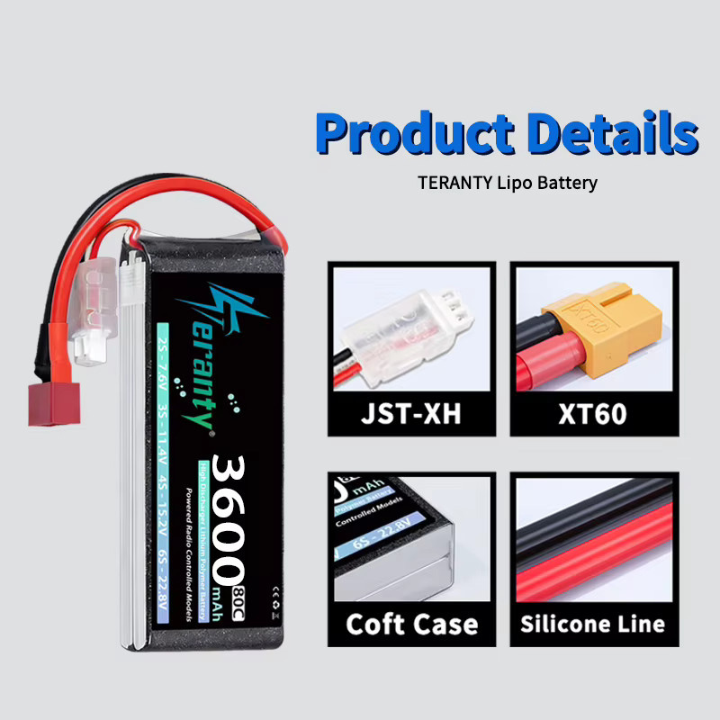 2er-Set TERANTY Li-Ion Lipo-Akku mit XT60 Stecker, 3600mAh, Schwarz - Bild 2