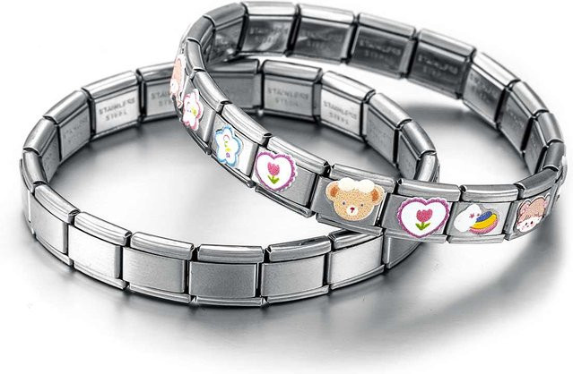 Aiovlo Charm-Modul-Armband, Edelstahl, Silber, Unisex - Bild 1