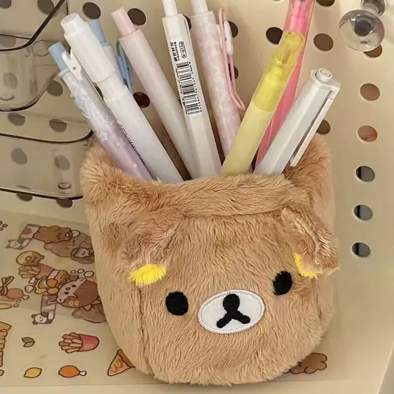 Rilakkuma Plüsch-Aufbewahrungsbox als Schreibwaren-Organizer für deinen Schreibtisch, Braun - Bild 6