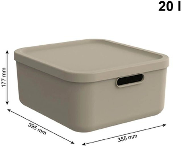 Rotho Babydesign Aufbewahrungsbox KAYO stapelbar mit Deckel, Braun, Volumen: 20 l, B: 35,5 cm, T: 35,5 cm, H: 17,7 cm - Bild 1
