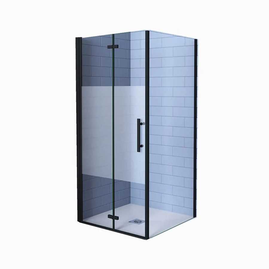 Duschparadies Eckdusche mit Falttür und Seitenwand, Schwarz, Glas 6mm, Nano-Beschichtung, B/T/H: 90 x 90 x 195 cm - Bild 2