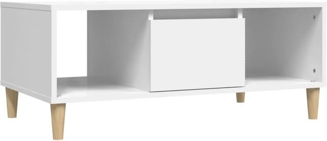vidaXL Couchtisch in Weiß aus Holzwerkstoff und Eukalyptus-Massivholz, B/T/H: 90 x 50 x 36,5 cm - Bild 1