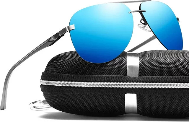 XaYbZc Sonnenbrille Aviator, Aluminium, polarisiert, blau, Unisex - Bild 1