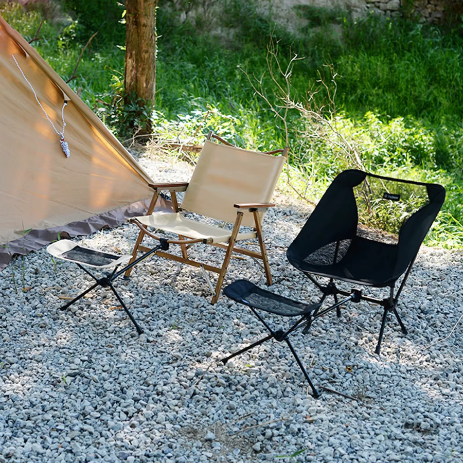 WESTTUNE Tragbarer Campingstuhl-Fußhocker in Schwarz, klappbare Beinauflage aus Metall für den Außenbereich - Bild 3