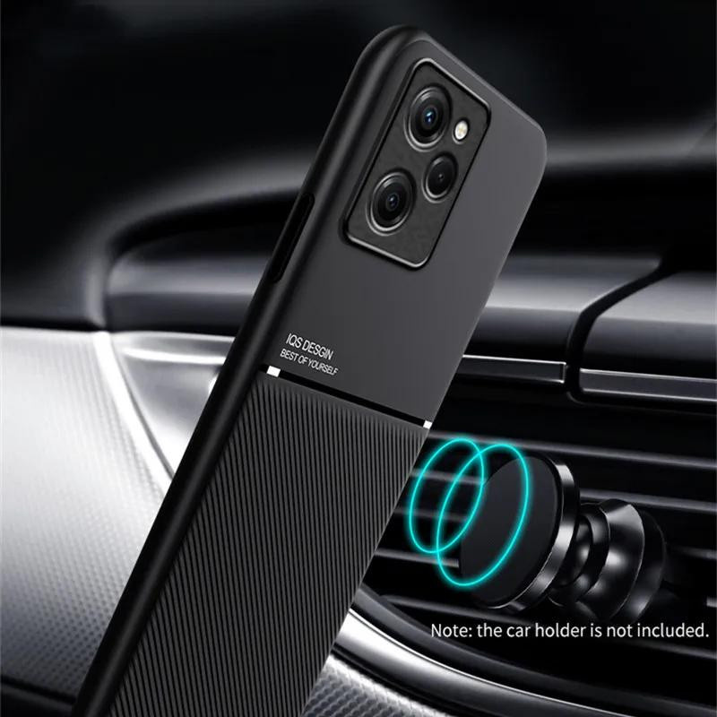 Magnetische Autohalterung Hülle aus weichem Leder für Xiaomi Poco X5 Pro 5G in Schwarz - Bild 4