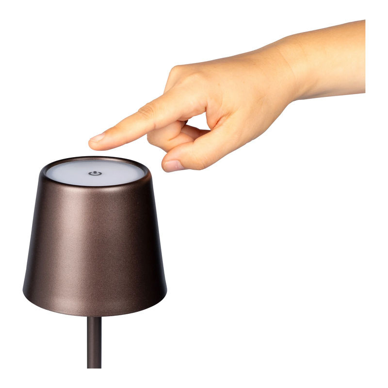 Dimmbare LED-Tischlampe genialo in Braun mit Touch-Funktion und USB-Anschluss im minimalistischen Metalldesign - Bild 3