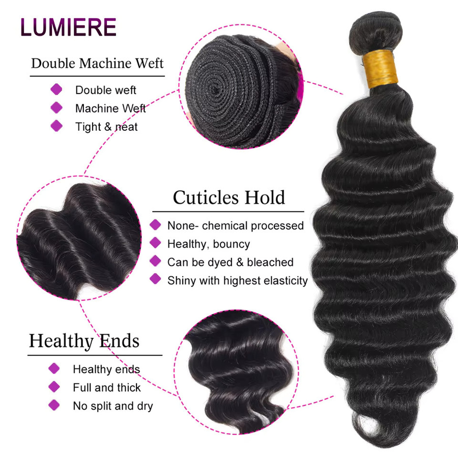 Lumiere Hair Echthaar-Bündel Deep Wave, 28-30 Zoll, Unisex - Bild 3