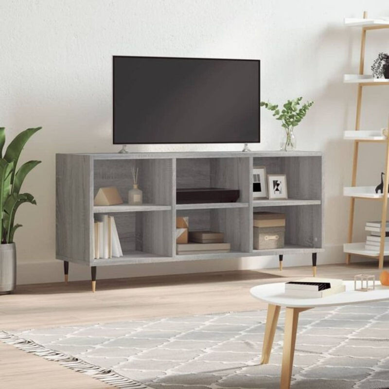 Vidaxl TV-Schrank in Grau im Industrial Design aus Holzwerkstoff und Metall, B/T/H: 103,5 x 30 x 50 cm - Bild 1
