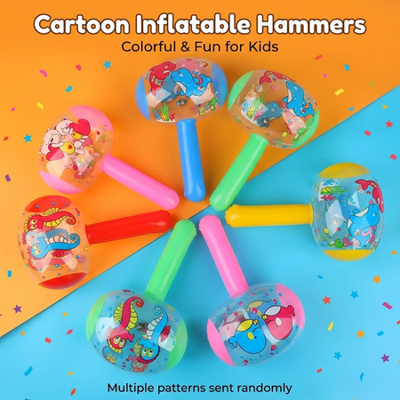 Meade 3/6 Stück Cartoon-Tier 3D Aufblasbarer Hammer mit Glocke in Multicolour als Party Spielzeug für Kindergeburtstage und Strandpartys