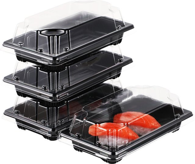 Biologisch abbaubare Sushi-Boxen aus Zellstoff für Restaurants und Cafés, 50 Stück - Bild 1