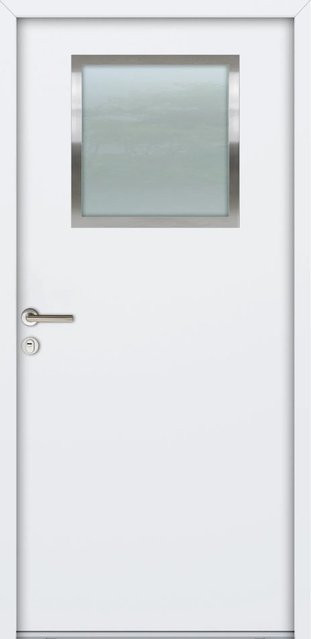 FM Türen NBT56 Modell K01 Stahltür in Weiß, Ausführung Links, B: 90 cm, H: 190 cm - Bild 1