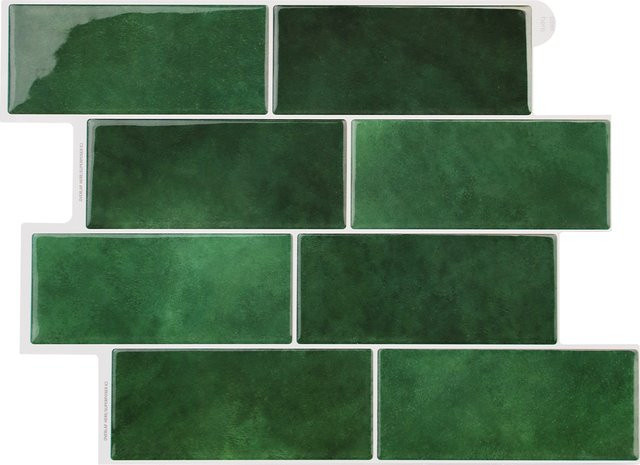 Vividtiles 3D-Wandaufkleber in Grün, 10 Stück quadratische Fliesen, wasserdicht und ölbeständig, moderner Stil für deine Heimdekoration - Bild 1