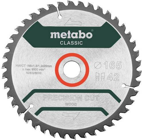 Metabo Precision Cut Wood - Classic Hartmetall Kreissägeblatt, Farbe: Silber, Durchmesser: 165 mm, Bohrung: 20 mm, Zähneanzahl: 42 - Bild 1