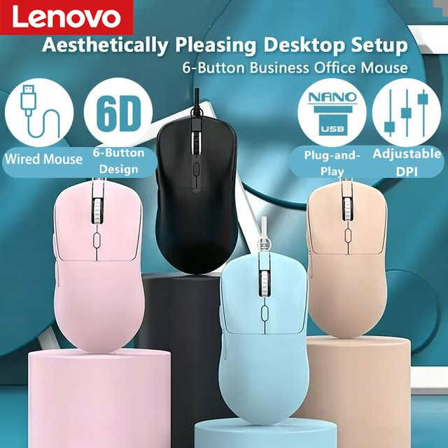 Lenovo Ergonomische USB-Maus in Schwarz mit 6 Tasten und einstellbarer DPI für PC und Laptop - Bild 1