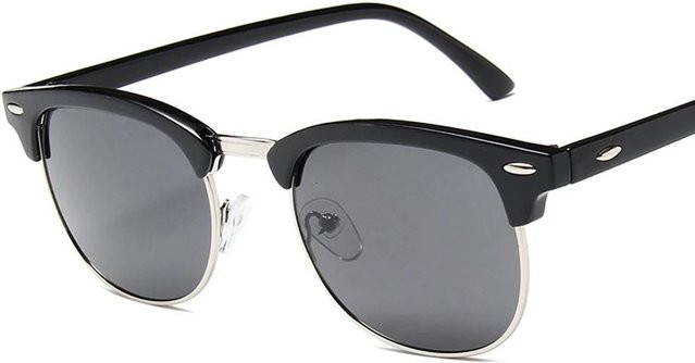 Polarisierte Sonnenbrille, halbrandlos, Cat-Eye, Unisex, schwarz - Bild 1