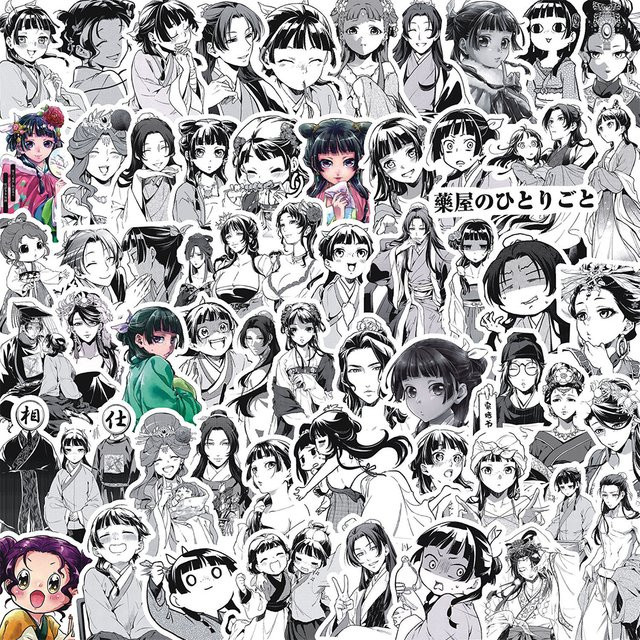 Bandai The Apothecary Diaries Aufkleber, Mädchen, Schwarz Weiß, Set / Bundle - Bild 1