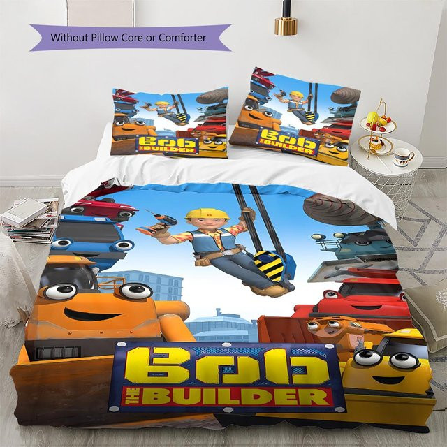Bob der Baumeister Muster Bettwäsche Set aus Polyester, Multicolor, B/T/H: 200 x 200 cm (1 Bettbezug und 2 Kissenbezüge) - Bild 1