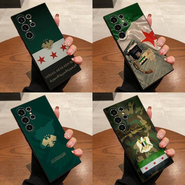 Samsung Handyhülle mit Syrien Flagge und Adler Design in Schwarz für verschiedene Samsung Galaxy Modelle - Bild 1