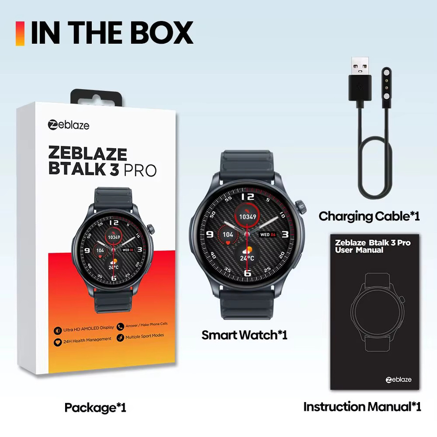 Zeblaze Btalk 3 PRO Smartwatch mit 1,43 Zoll AMOLED-Display in Grau mit Bluetooth-Telefonfunktion und Gesundheits- sowie Fitness-Tracking - Bild 6