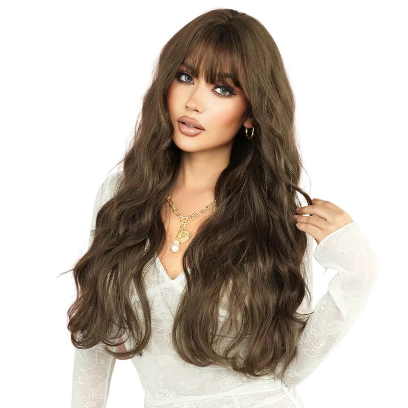 7JHH WIGS Perücke, Lange Wasserwellen, Kühles Braun, Damen - Bild 5