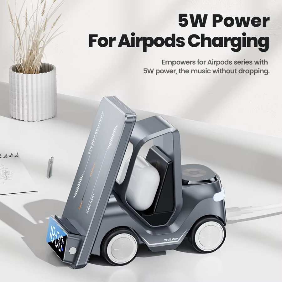 Toocki 5 in 1 kabelloses Ladegerät 15W Magnetständer in Grau für iPhone, Apple Watch und Kopfhörer - Bild 5