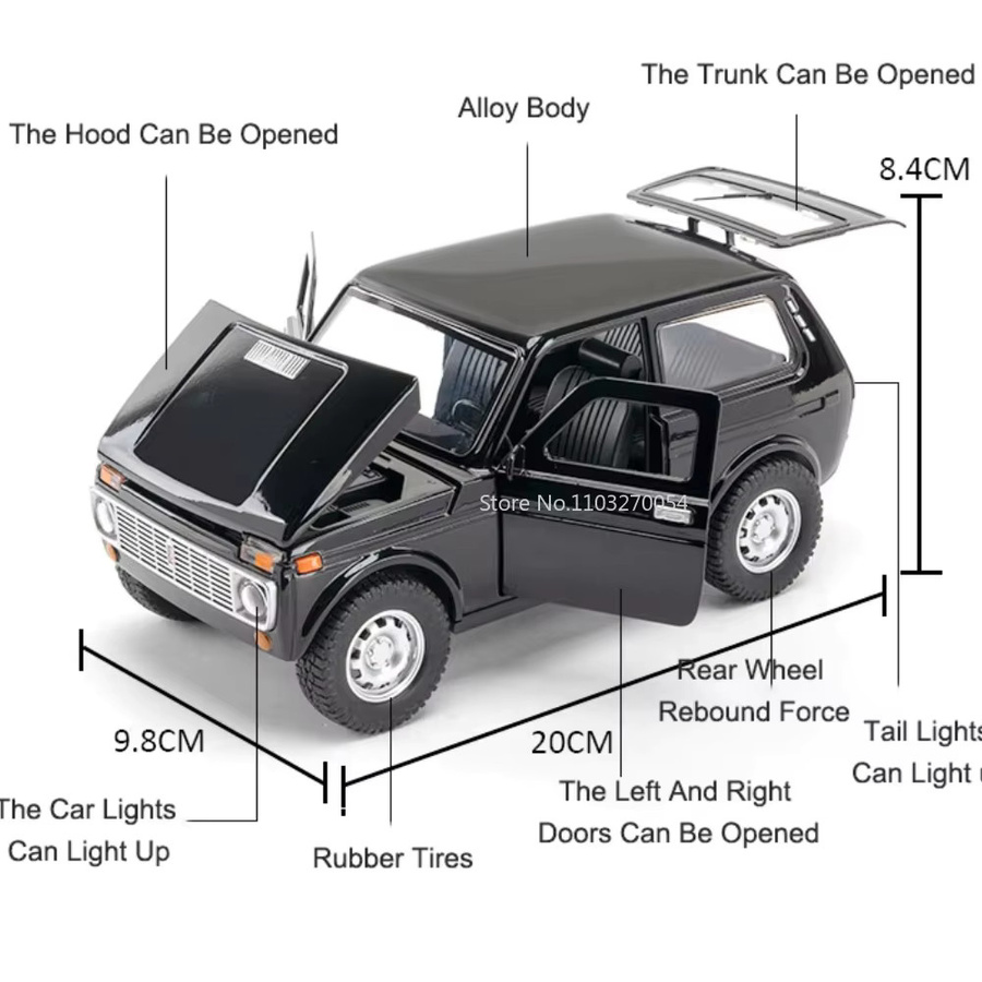 Mini Auto Russland UAZ Hunter LADA NIVA, Spielzeugfahrzeug, 1:18, mit Licht und Sound - Bild 4
