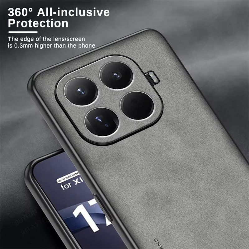 Luxuriöse Schafsleder-Schutzhülle für Xiaomi 17T Pro 5G, 17T, 15T und 14T Pro mit weicher Silikonkante und stoßfestem Design in Schwarz oder Grau - Bild 3