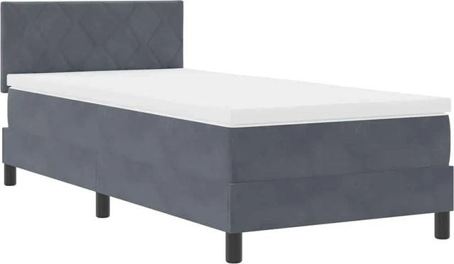 vidaXL LED Boxspringbett mit Matratze aus Samt in Dunkelgrau, B/T: 100 x 200 cm - Bild 1