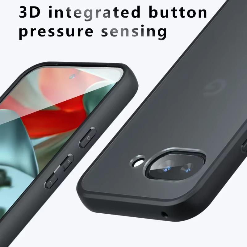 Matte Acryl-Schutzhülle für Google Pixel 9A und Pixel 9 Pro XL, stoßfeste transparente Hardcase-Abdeckung aus PC, Farbe: Transparent/Schwarz - Bild 5