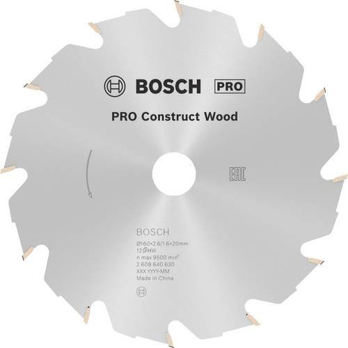 Bosch Construct Wood Hartmetall Kreissägeblatt mit 12 Zähnen, Durchmesser: 160 mm, Bohrung: 20/16 mm, Breite: 2,6 mm - Bild 1