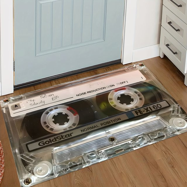 Vantiag Fußmatte im Vintage Cassette Tape Design mit Musik-Motiv, rutschfest und leicht zu reinigen - Bild 1