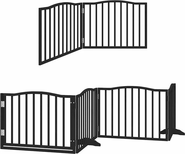 vidaXL Hundetor aus Pappelholz mit 12 Paneelen und Tür, Schwarz, Breite: 960 cm - Bild 1